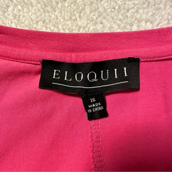 Eloquii Pink Cross Front Wrap Flutter Sleeve Dress - Picture 9 of 12